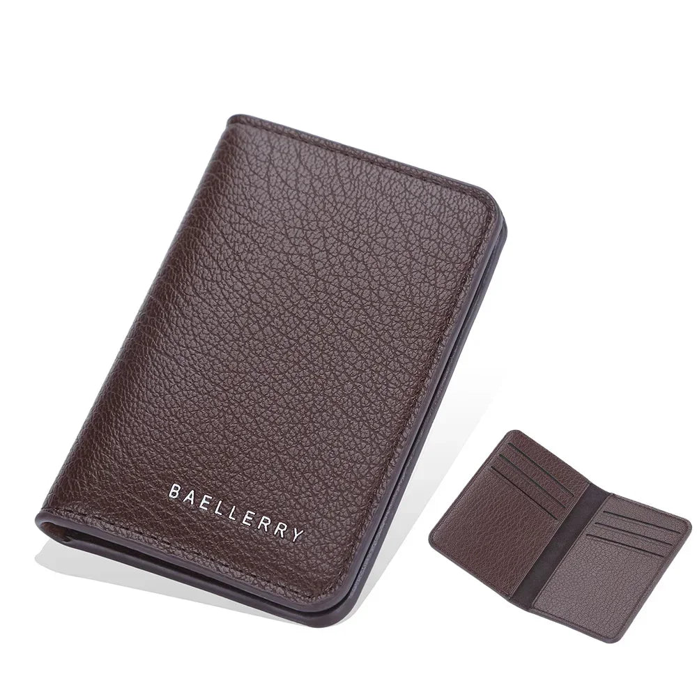 Men's Slim Bifold Wallet: Minimalist PU Leather Card Holder,Multi-Card Slots