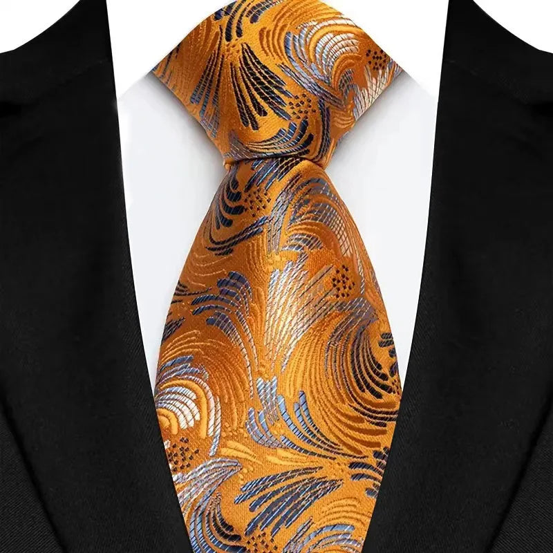 Luxury 8CM Orange Color Neck Tie For Party Jacquard Neckties Adult Brown Neck Ties