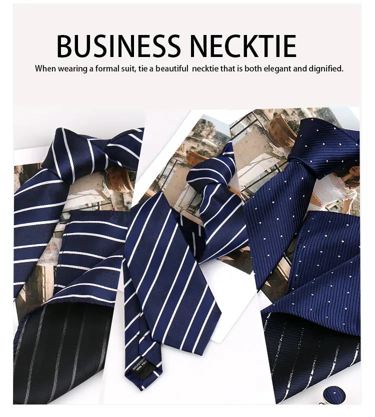 Luxury Necktie Handcraft Cufflinks 3 Pcs Business Wedding Suit Accessories