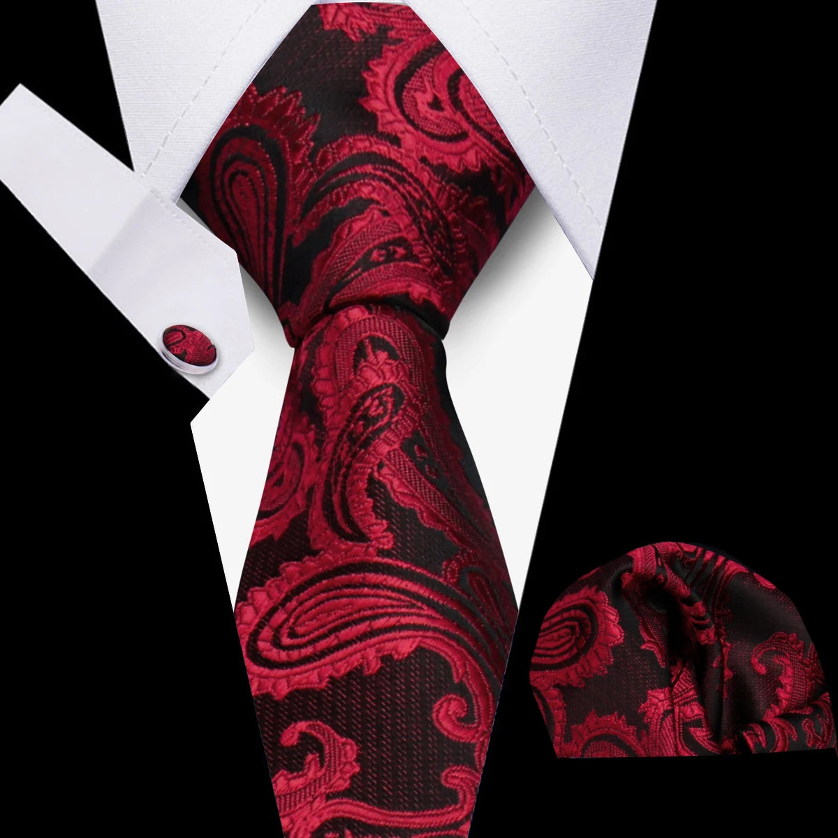 Luxury Necktie Handcraft Cufflinks 3 Pcs Business Wedding Suit Accessories