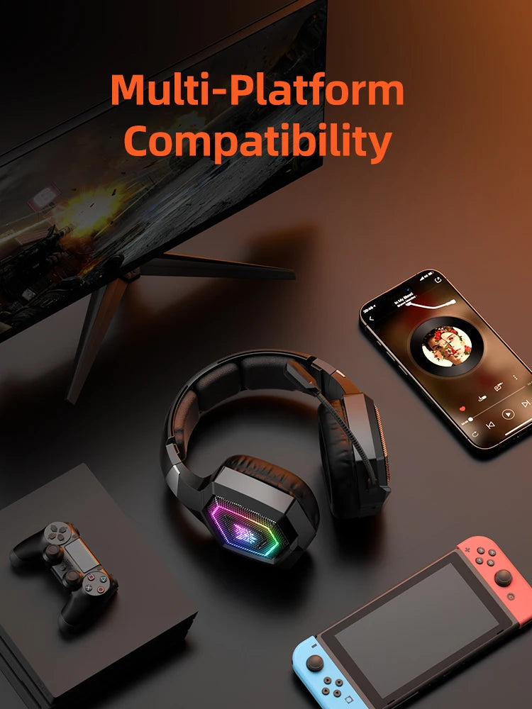 ONIKUMA Pro Tri-Mode Gaming Headset – 2.4GHz Wireless & Bluetooth 5.3, Detachable Mic, Multi-Platform Compatible
