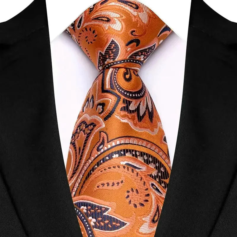 Luxury 8CM Orange Color Neck Tie For Party Jacquard Neckties Adult Brown Neck Ties