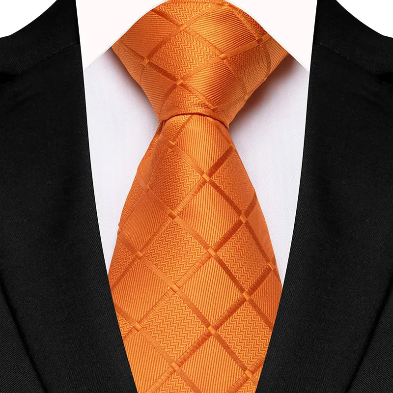 Luxury 8CM Orange Color Neck Tie For Party Jacquard Neckties Adult Brown Neck Ties
