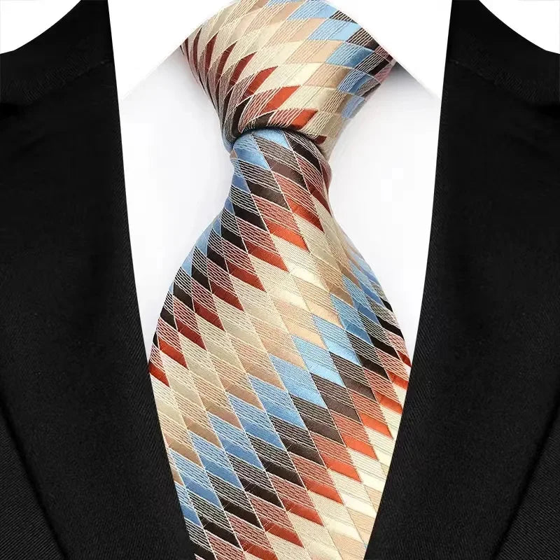 Luxury 8CM Orange Color Neck Tie For Party Jacquard Neckties Adult Brown Neck Ties