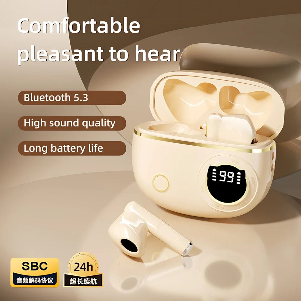 Bluetooth 5.3 Wireless Earbuds LED Display Binaural Waterproof Noise Reduction Earphone