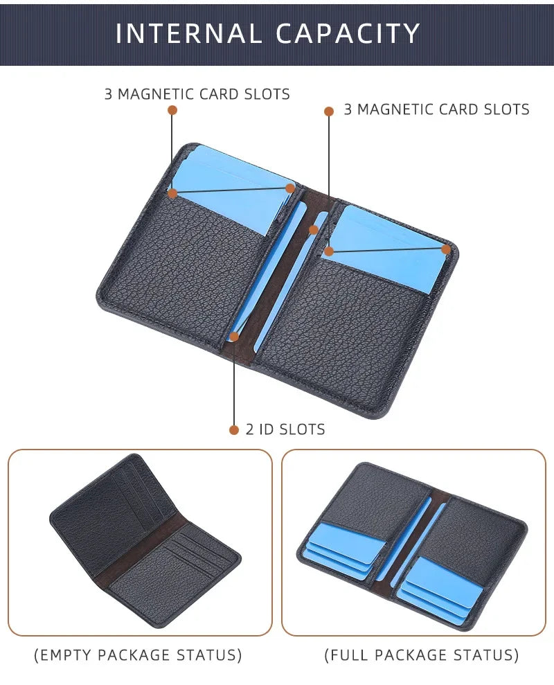 Men's Slim Bifold Wallet: Minimalist PU Leather Card Holder,Multi-Card Slots