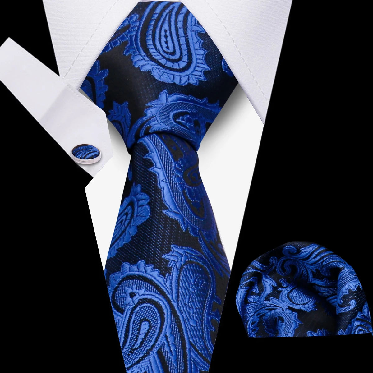Luxury Necktie Handcraft Cufflinks 3 Pcs Business Wedding Suit Accessories