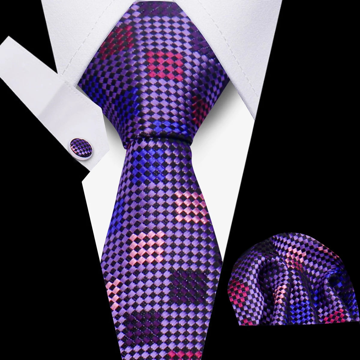 Luxury Necktie Handcraft Cufflinks 3 Pcs Business Wedding Suit Accessories