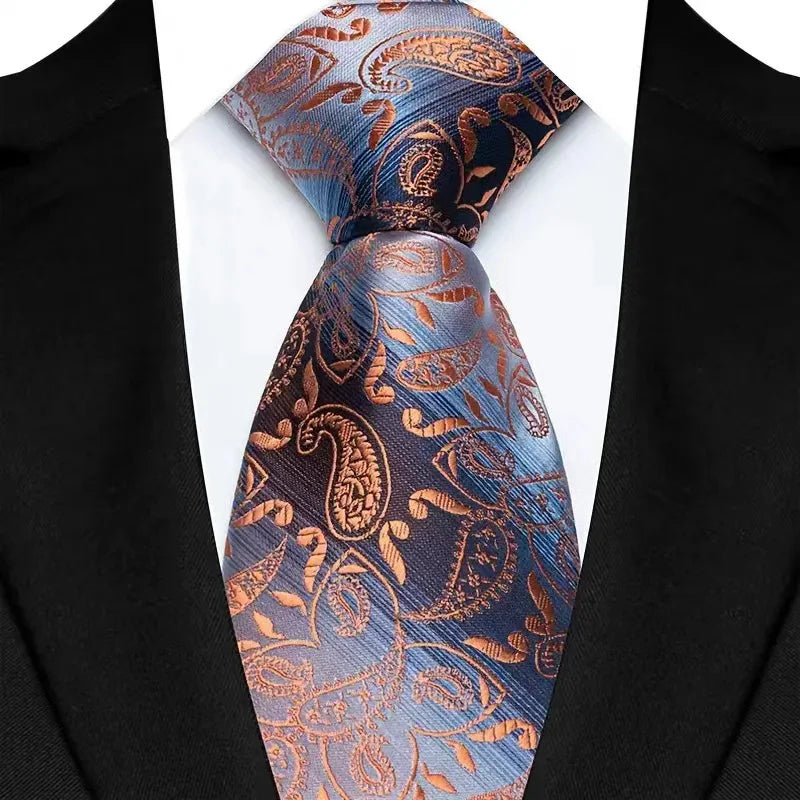 Luxury 8CM Orange Color Neck Tie For Party Jacquard Neckties Adult Brown Neck Ties