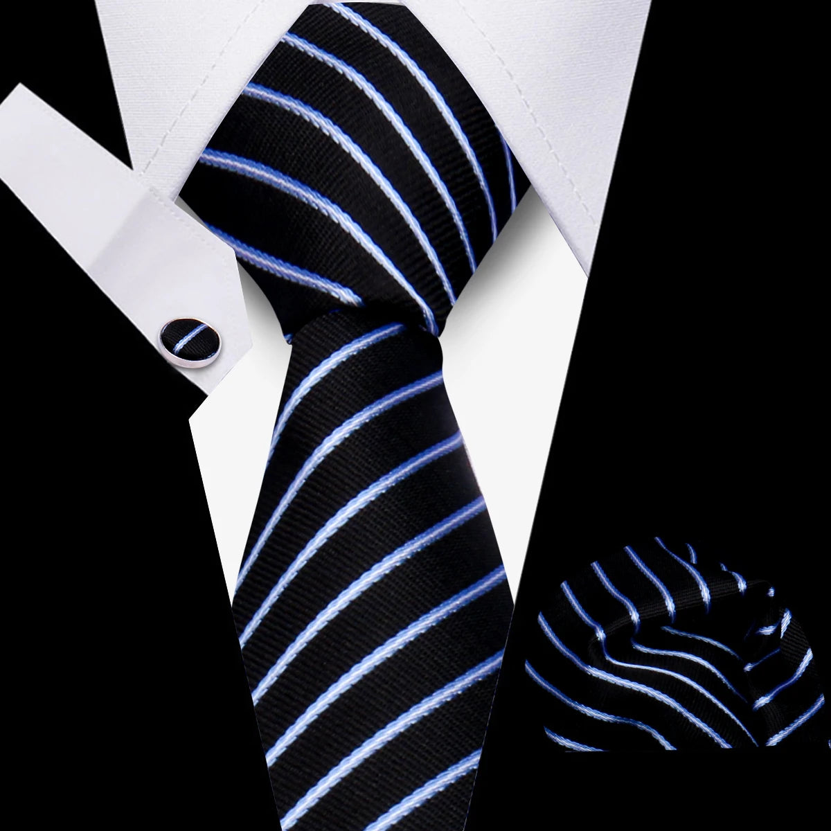 Luxury Necktie Handcraft Cufflinks 3 Pcs Business Wedding Suit Accessories
