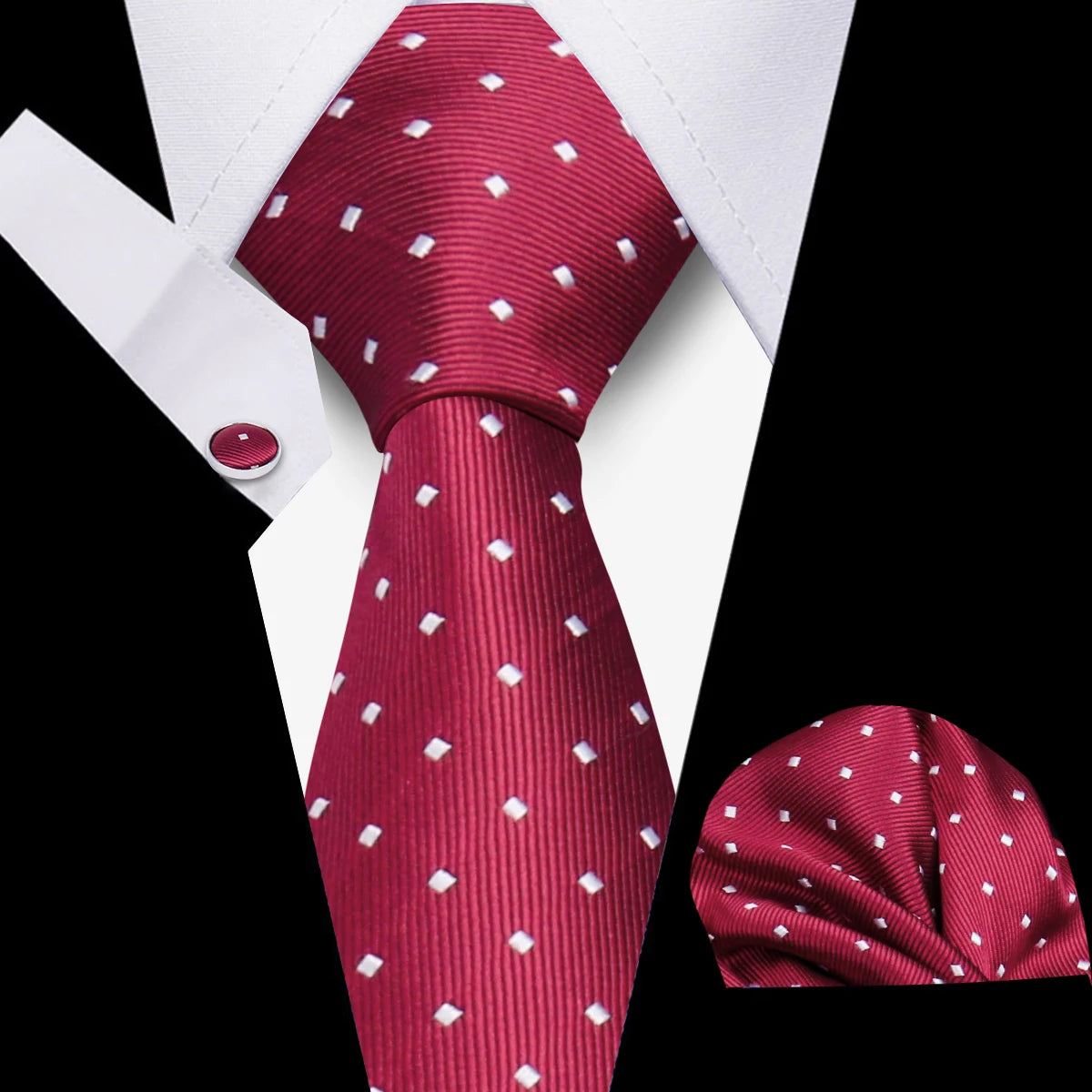 Luxury Necktie Handcraft Cufflinks 3 Pcs Business Wedding Suit Accessories