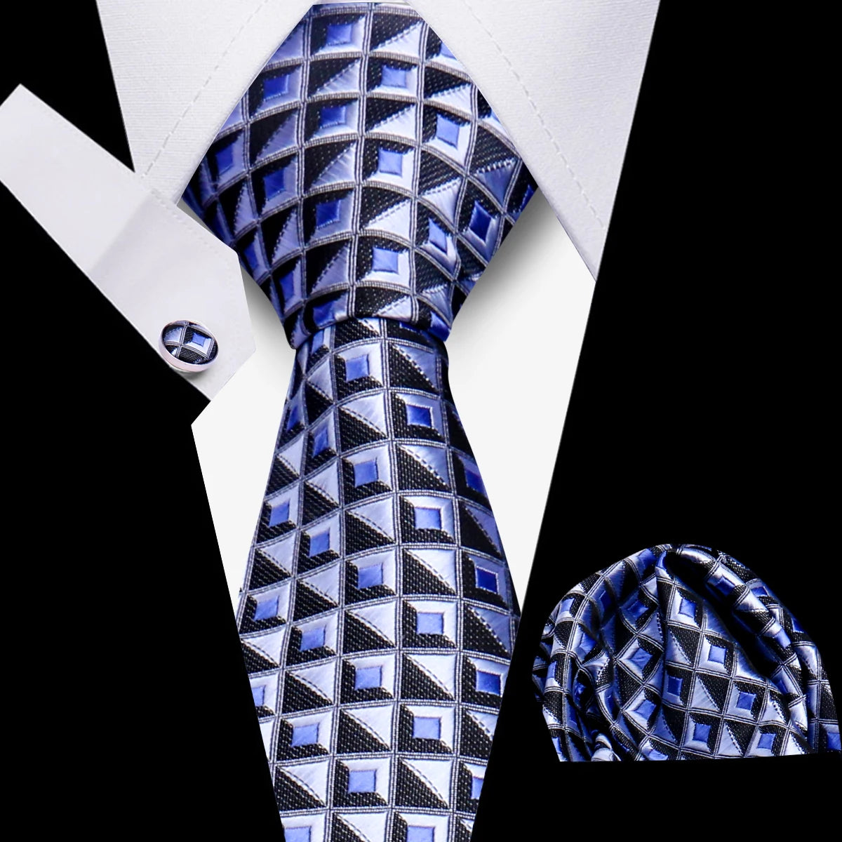 Luxury Necktie Handcraft Cufflinks 3 Pcs Business Wedding Suit Accessories