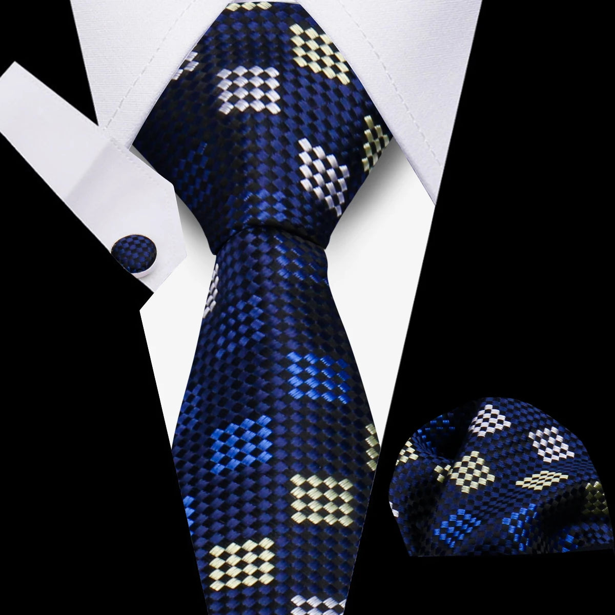 Luxury Necktie Handcraft Cufflinks 3 Pcs Business Wedding Suit Accessories