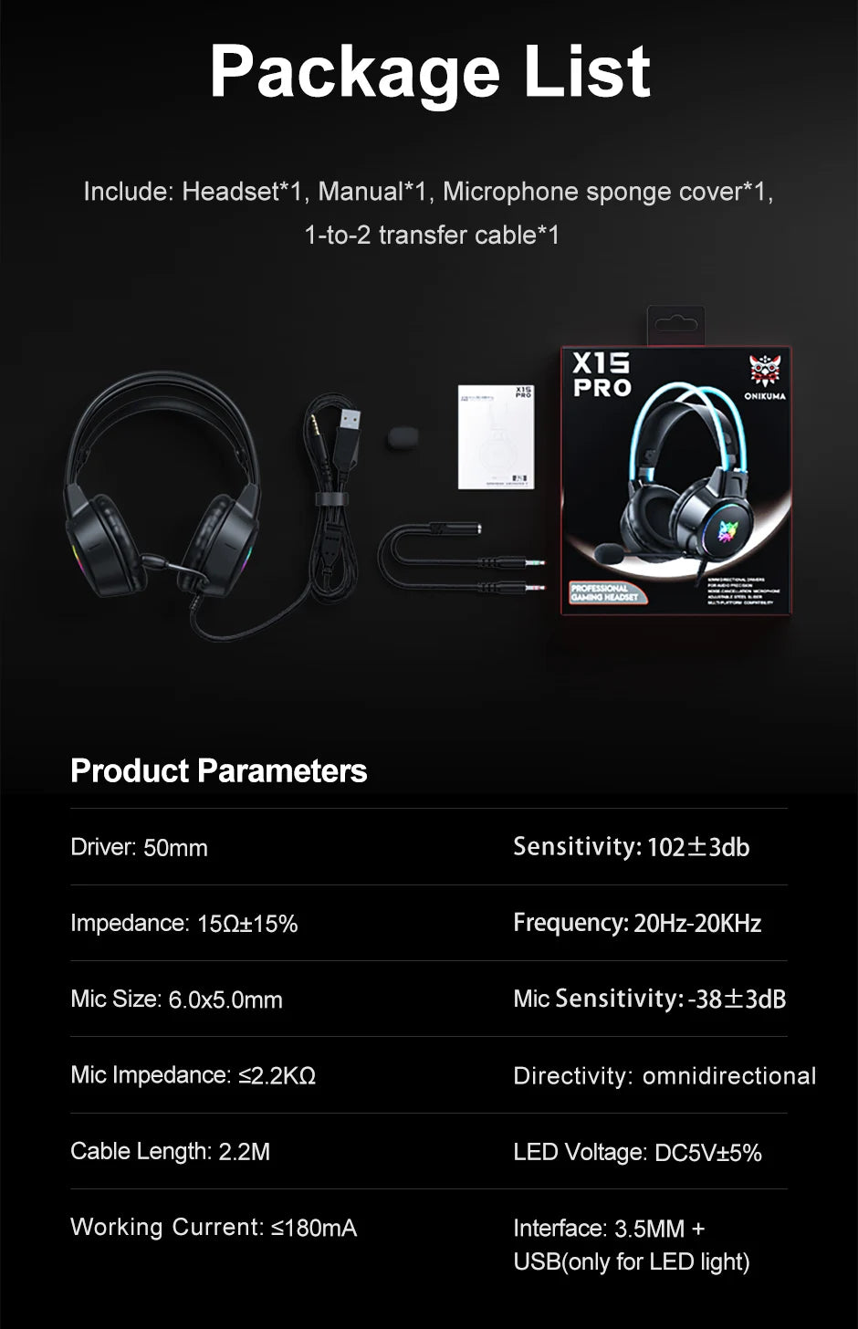 ONIKUMA X15 Pro RGB Gaming Headset – Wired Over-Ear Headphones with Pink Cat Ears & Noise-Cancelling Mic for PC & PS4