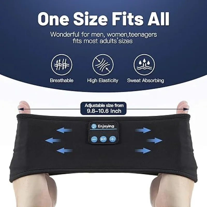 Bandeau de sommeil Bluetooth avec écouteurs sans fil intégrés – Masque de sommeil musical élastique 