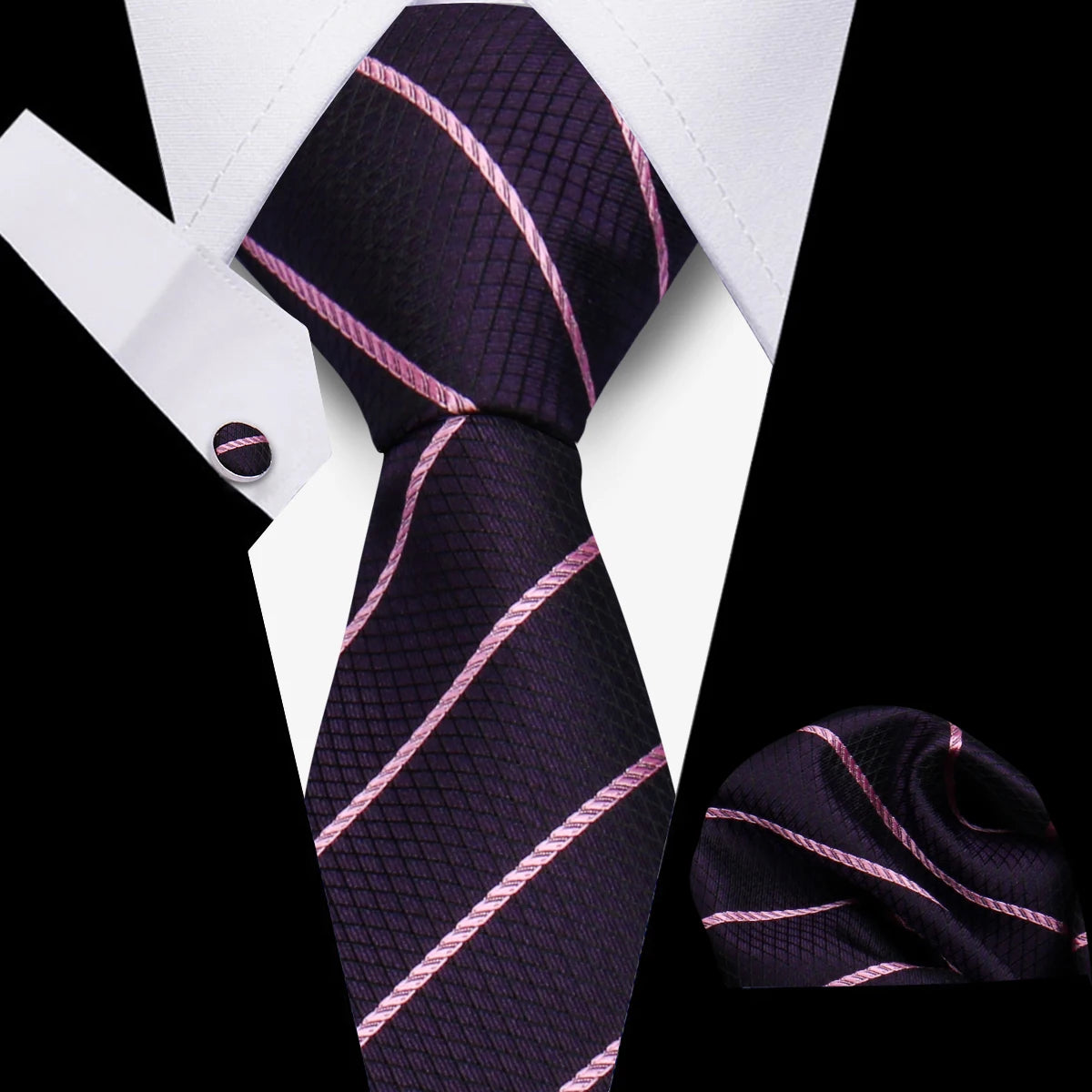 Luxury Necktie Handcraft Cufflinks 3 Pcs Business Wedding Suit Accessories
