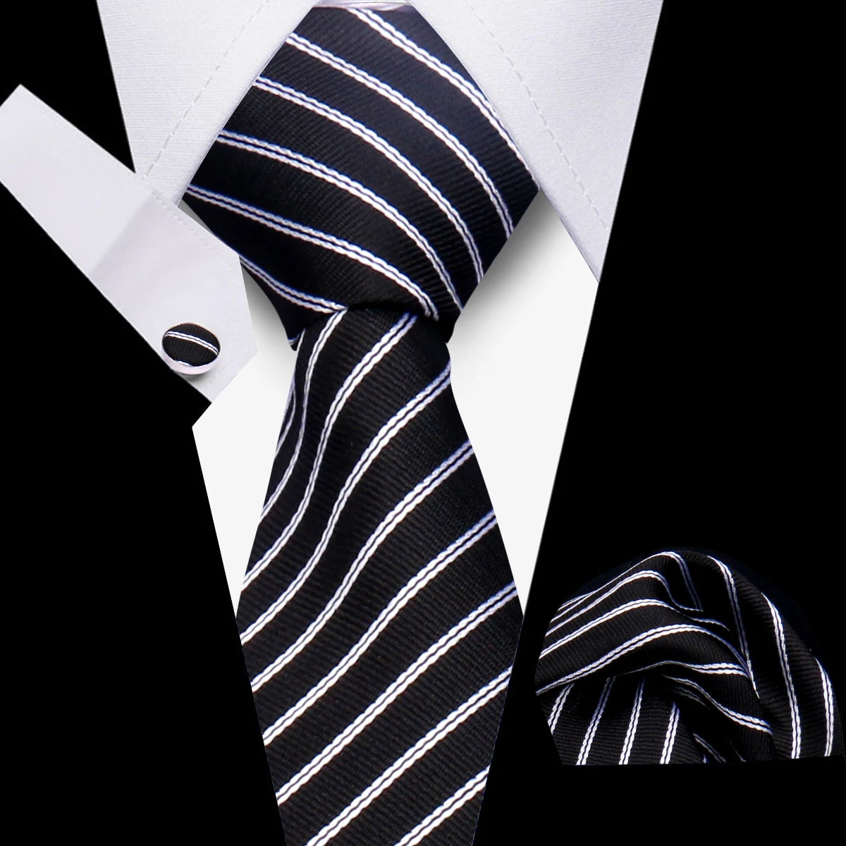Luxury Necktie Handcraft Cufflinks 3 Pcs Business Wedding Suit Accessories