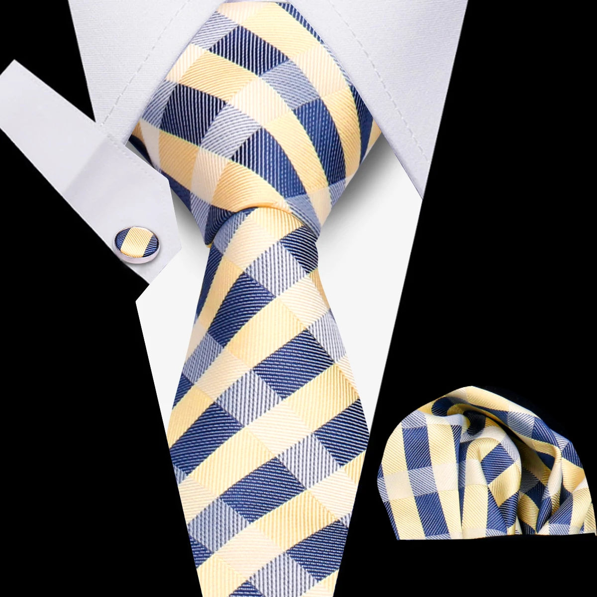 Luxury Necktie Handcraft Cufflinks 3 Pcs Business Wedding Suit Accessories