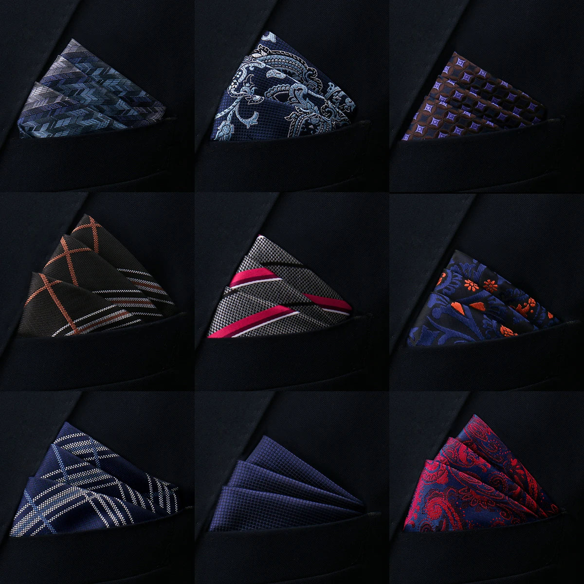 New Style Handkerchief  Black Suit Accessories Solid Kerchief Men Wedding Party Birthday Gift Pocket Square Paisley
