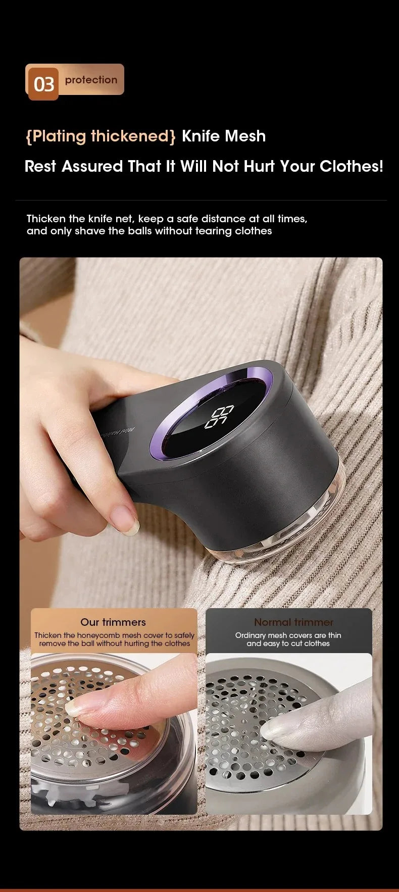 Portable Electric Lint Remover with LED Display USB Rechargeable Sweater Shaver Household Clothes Hair Ball Trimmer