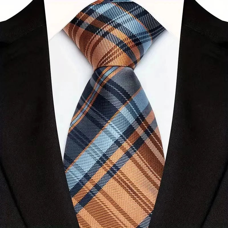 Luxury 8CM Orange Color Neck Tie For Party Jacquard Neckties Adult Brown Neck Ties