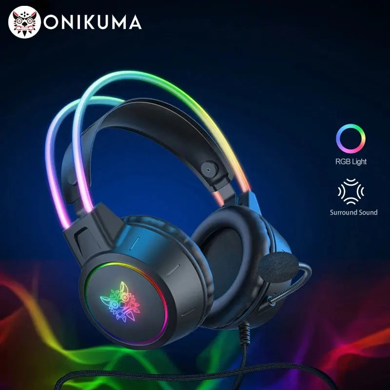 ONIKUMA X15 Pro RGB Gaming Headset – Wired Over-Ear Headphones with Pink Cat Ears & Noise-Cancelling Mic for PC & PS4