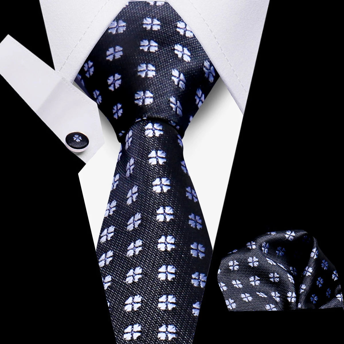 Luxury Necktie Handcraft Cufflinks 3 Pcs Business Wedding Suit Accessories