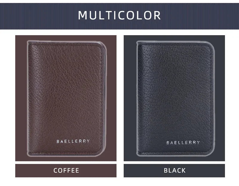 Men's Slim Bifold Wallet: Minimalist PU Leather Card Holder,Multi-Card Slots