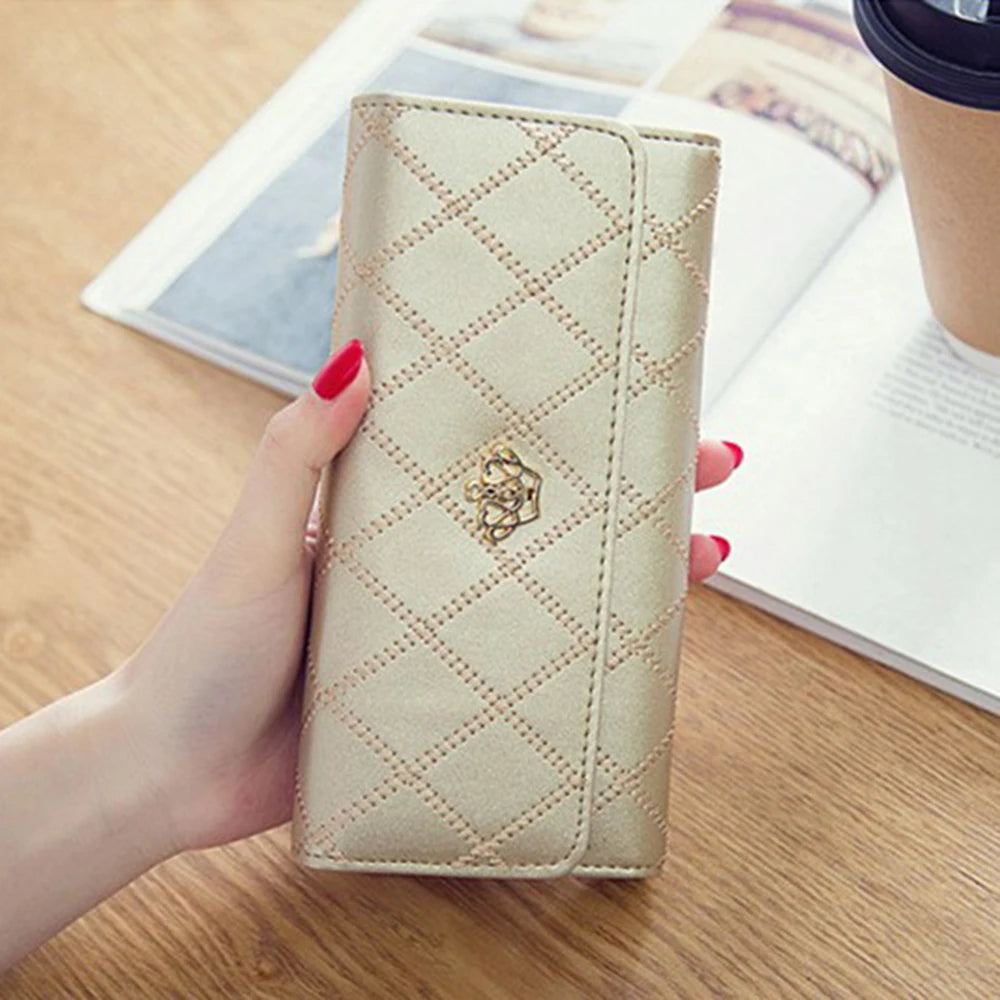 Luxury PU Leather Wallet for Women – Large Capacity & Snap Closure