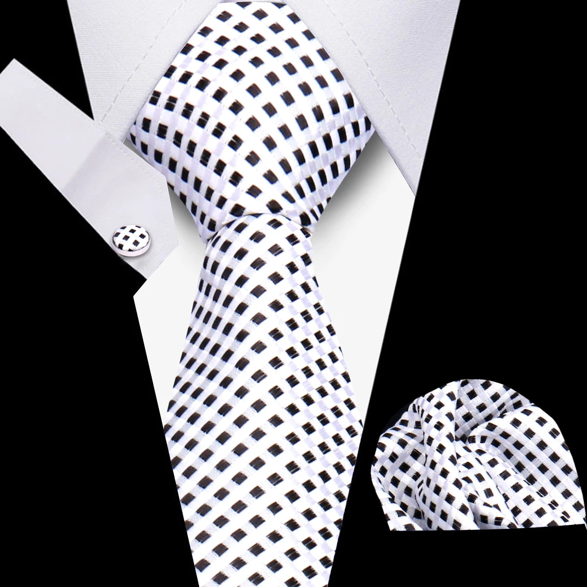Luxury Necktie Handcraft Cufflinks 3 Pcs Business Wedding Suit Accessories