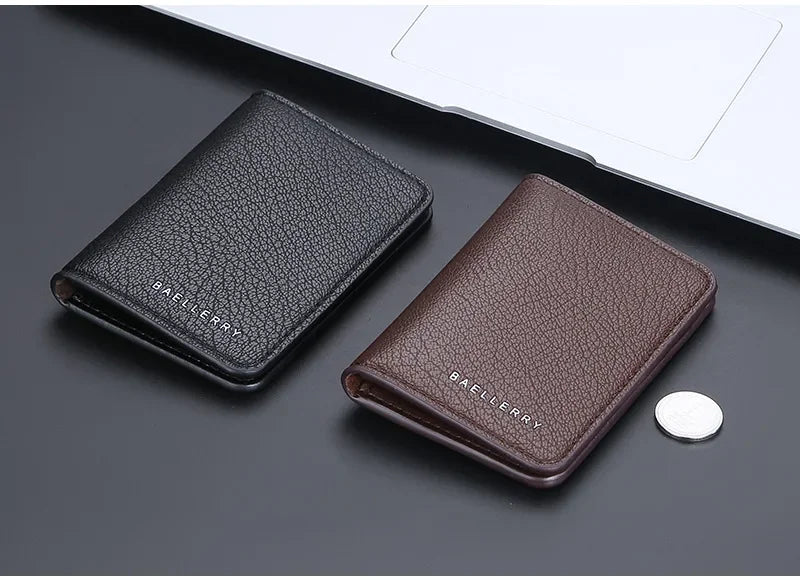 Men's Slim Bifold Wallet: Minimalist PU Leather Card Holder,Multi-Card Slots