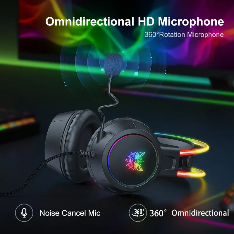 ONIKUMA X15 Pro RGB Gaming Headset – Wired Over-Ear Headphones with Pink Cat Ears & Noise-Cancelling Mic for PC & PS4