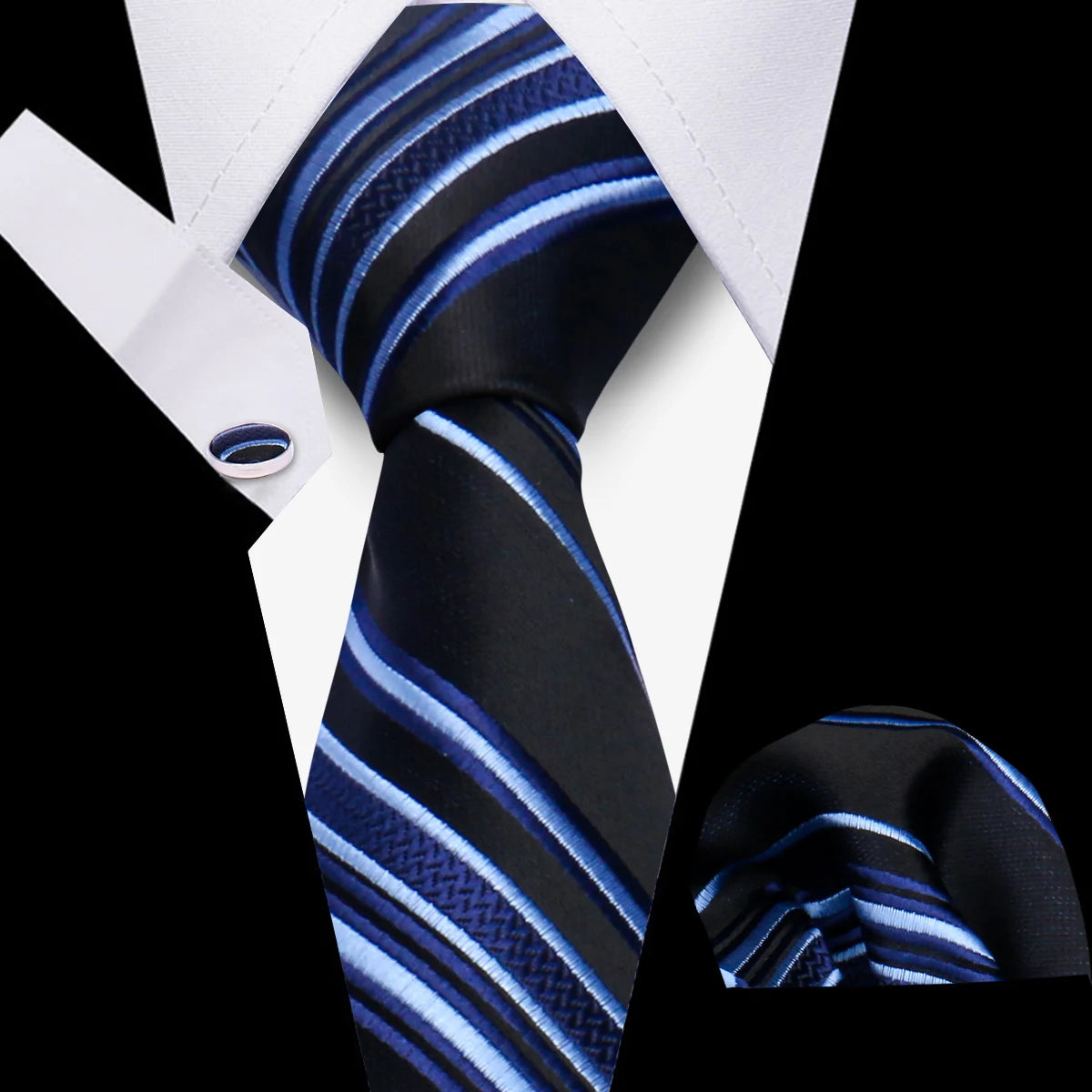 Luxury Necktie Handcraft Cufflinks 3 Pcs Business Wedding Suit Accessories