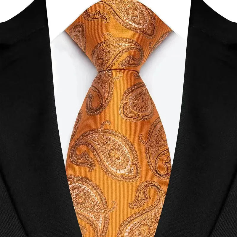 Luxury 8CM Orange Color Neck Tie For Party Jacquard Neckties Adult Brown Neck Ties