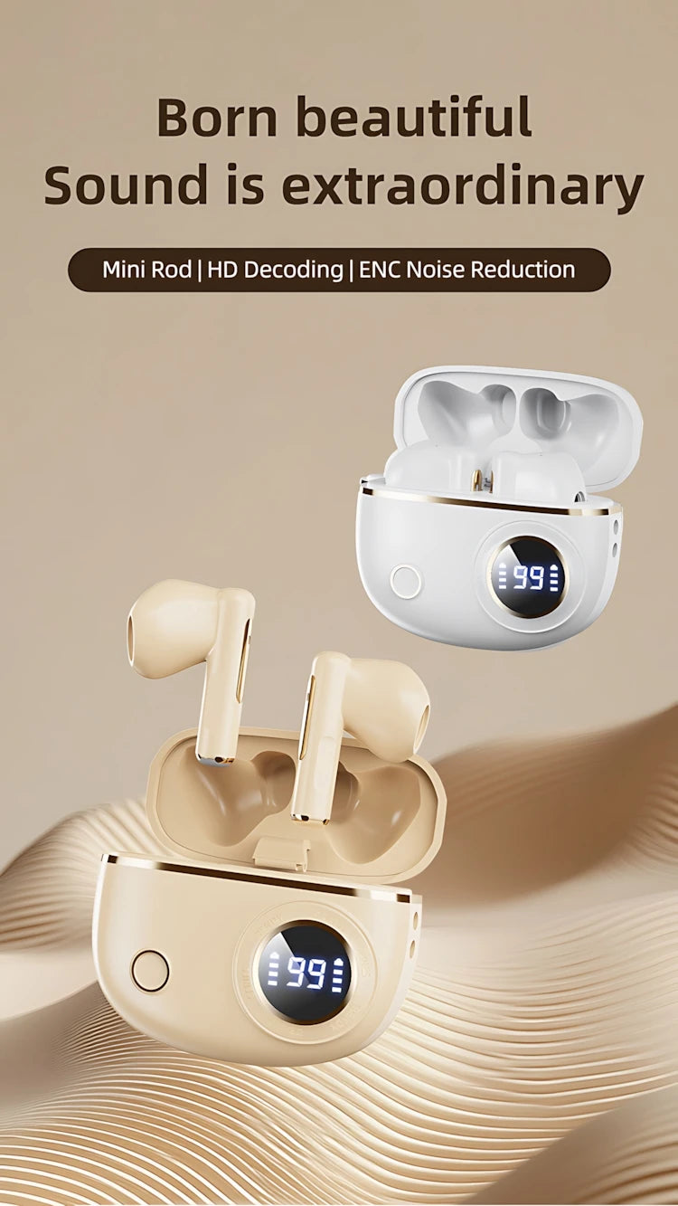 Bluetooth 5.3 Wireless Earbuds LED Display Binaural Waterproof Noise Reduction Earphone