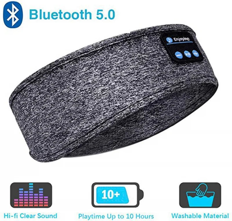 Bandeau de sommeil Bluetooth avec écouteurs sans fil intégrés – Masque de sommeil musical élastique 