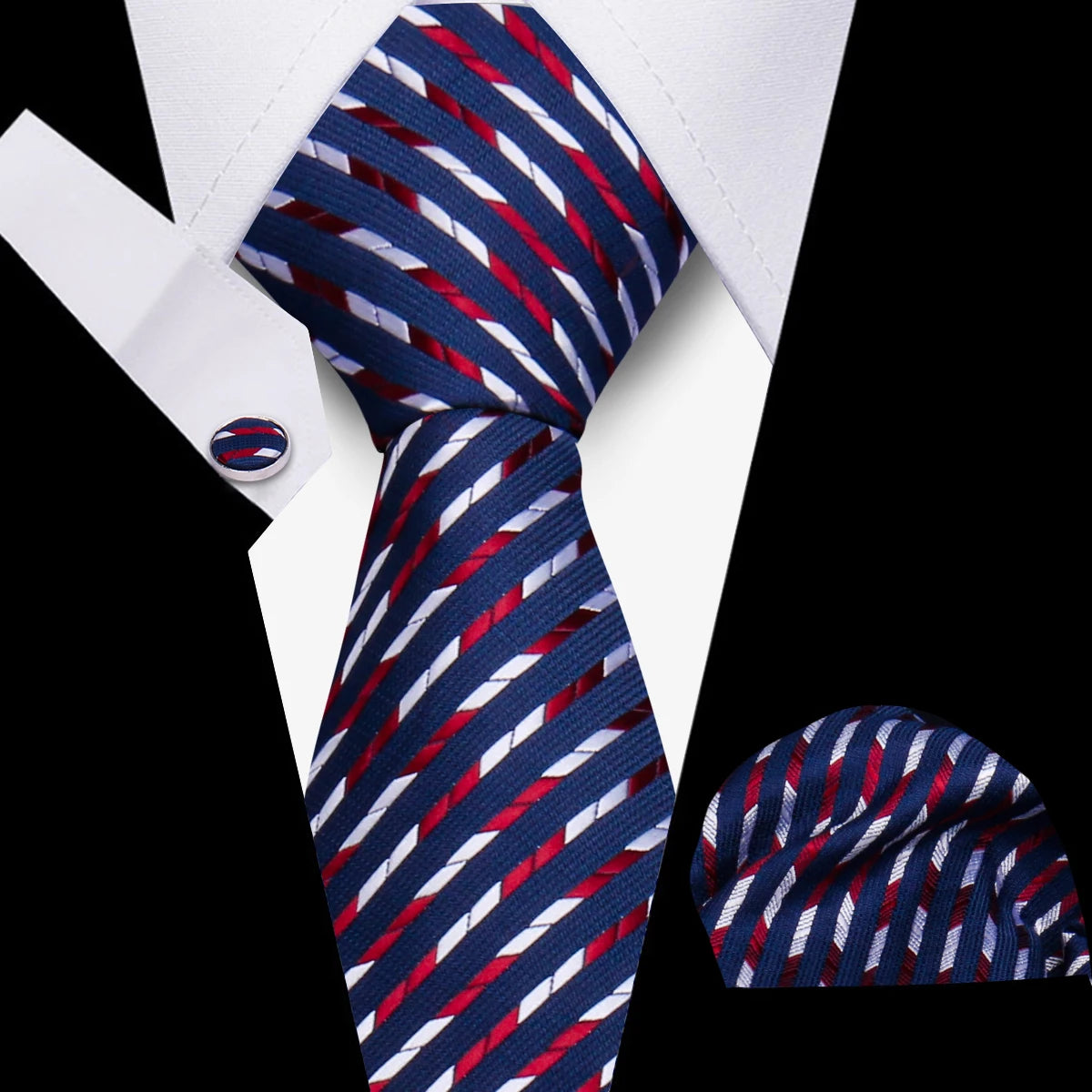 Luxury Necktie Handcraft Cufflinks 3 Pcs Business Wedding Suit Accessories