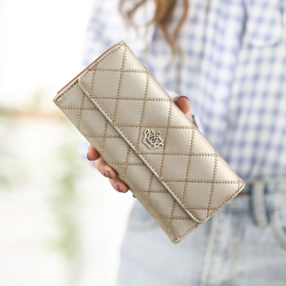 Luxury PU Leather Wallet for Women – Large Capacity & Snap Closure