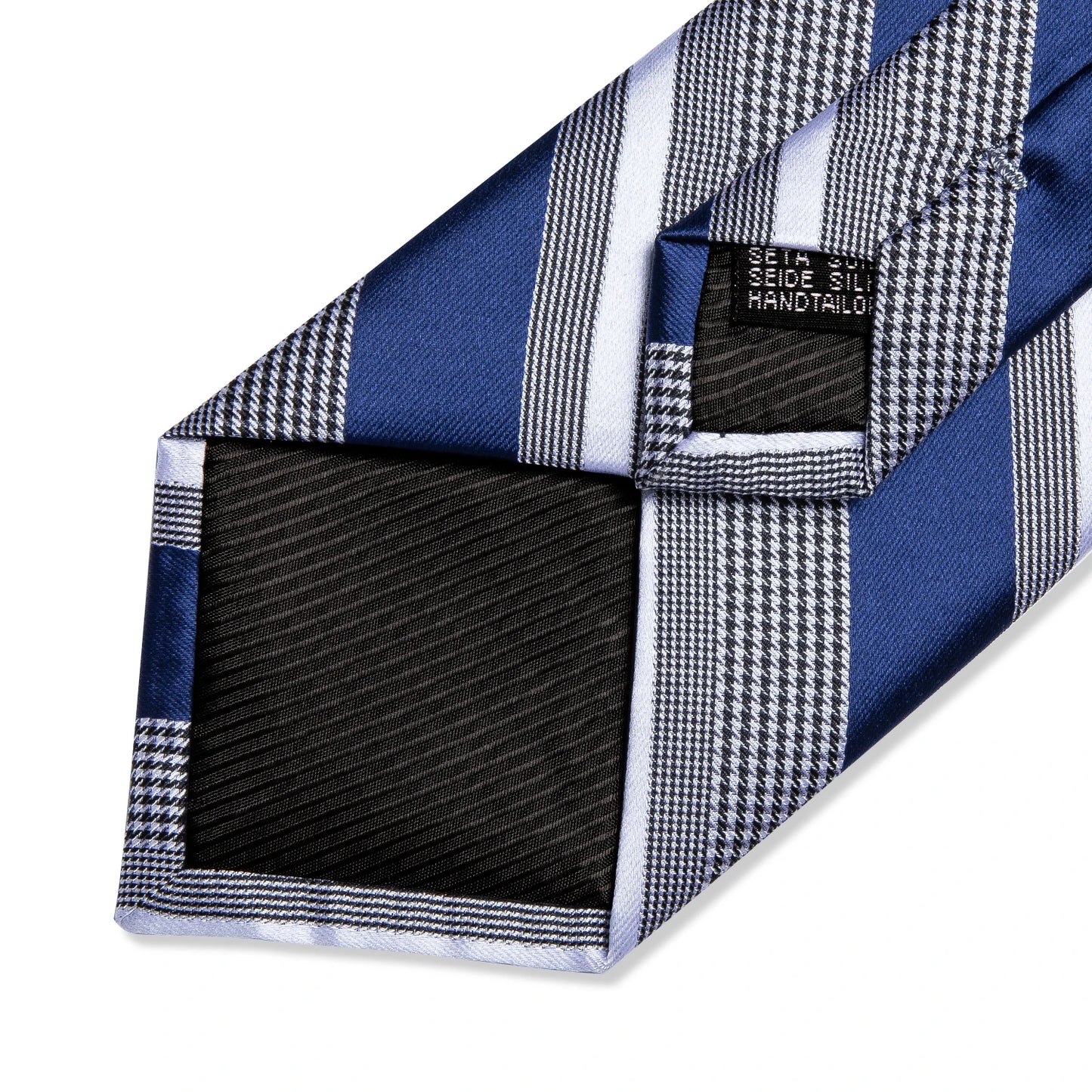 Men’s Luxury Blue Striped Tie Set – 8cm Necktie with Matching Pocket Square & Cufflinks