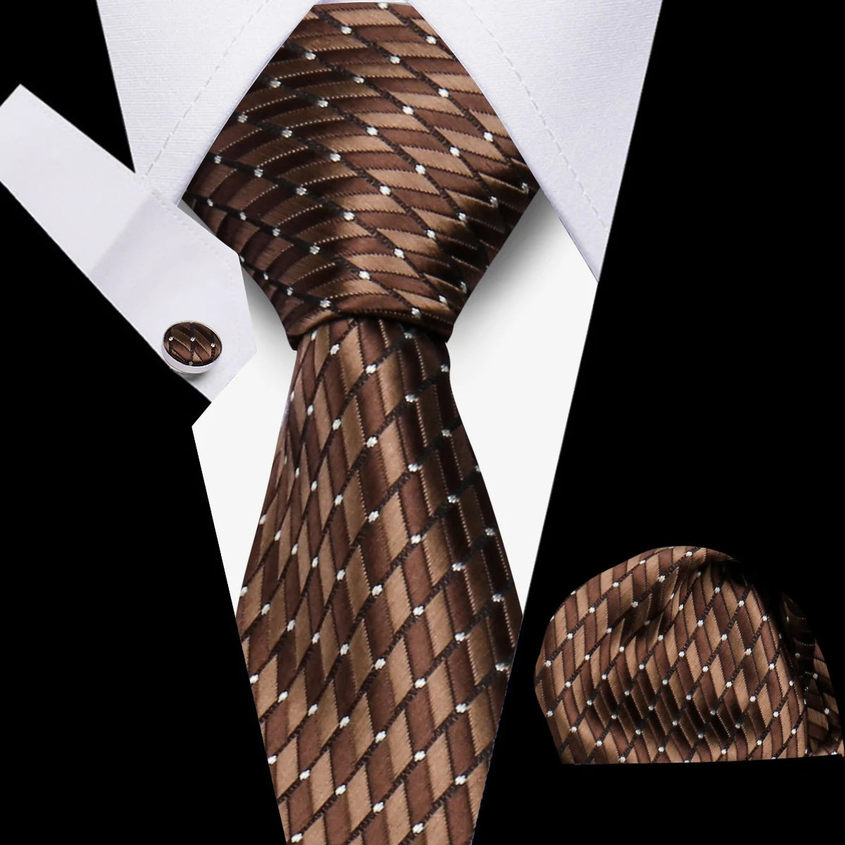 Luxury Necktie Handcraft Cufflinks 3 Pcs Business Wedding Suit Accessories