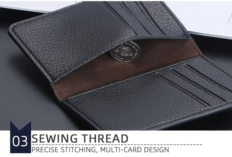 Men's Slim Bifold Wallet: Minimalist PU Leather Card Holder,Multi-Card Slots