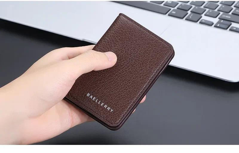 Men's Slim Bifold Wallet: Minimalist PU Leather Card Holder,Multi-Card Slots