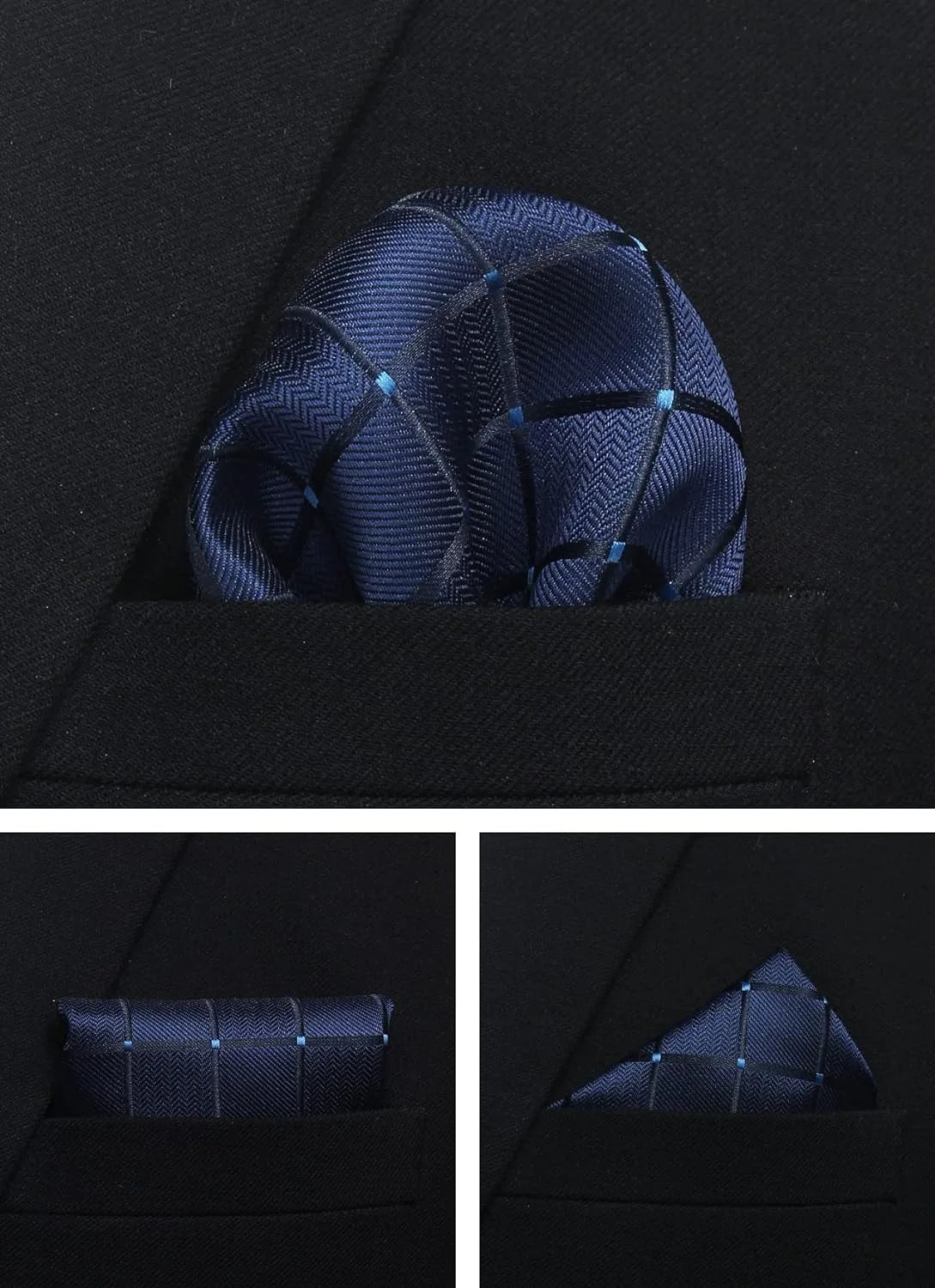 Classic Men’s 100% Silk Woven Tie Set – Plaid Necktie, Pocket Square & Tie Clip