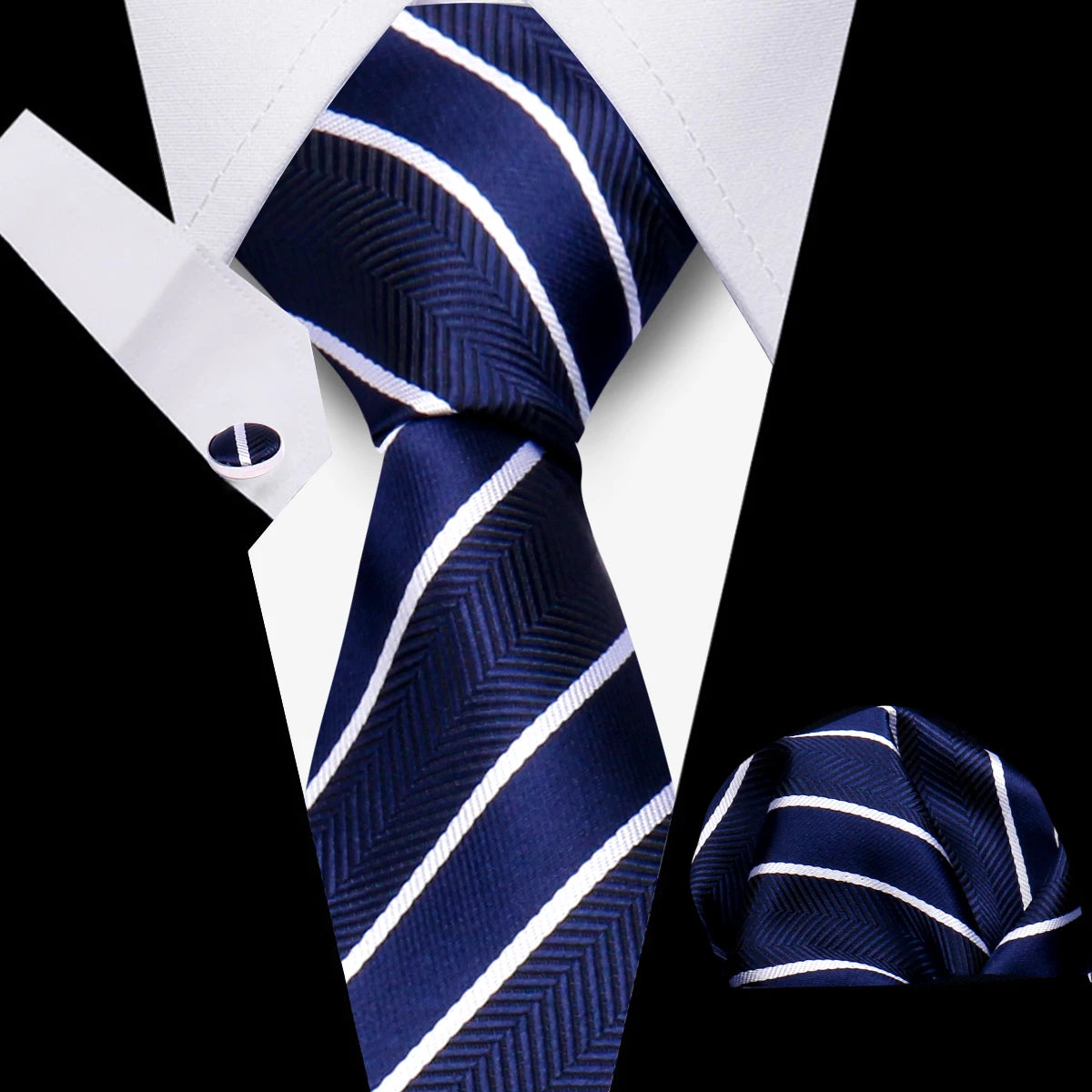 Luxury Necktie Handcraft Cufflinks 3 Pcs Business Wedding Suit Accessories