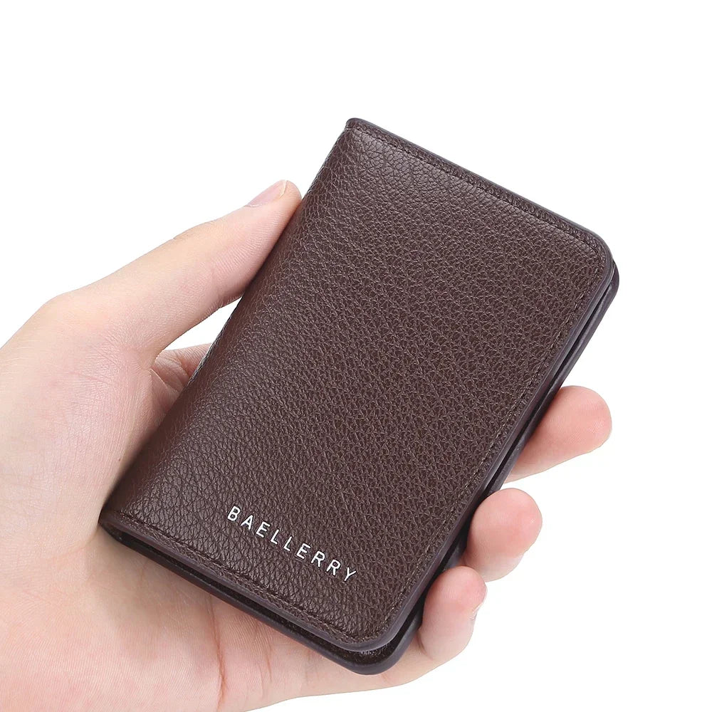 Men's Slim Bifold Wallet: Minimalist PU Leather Card Holder,Multi-Card Slots