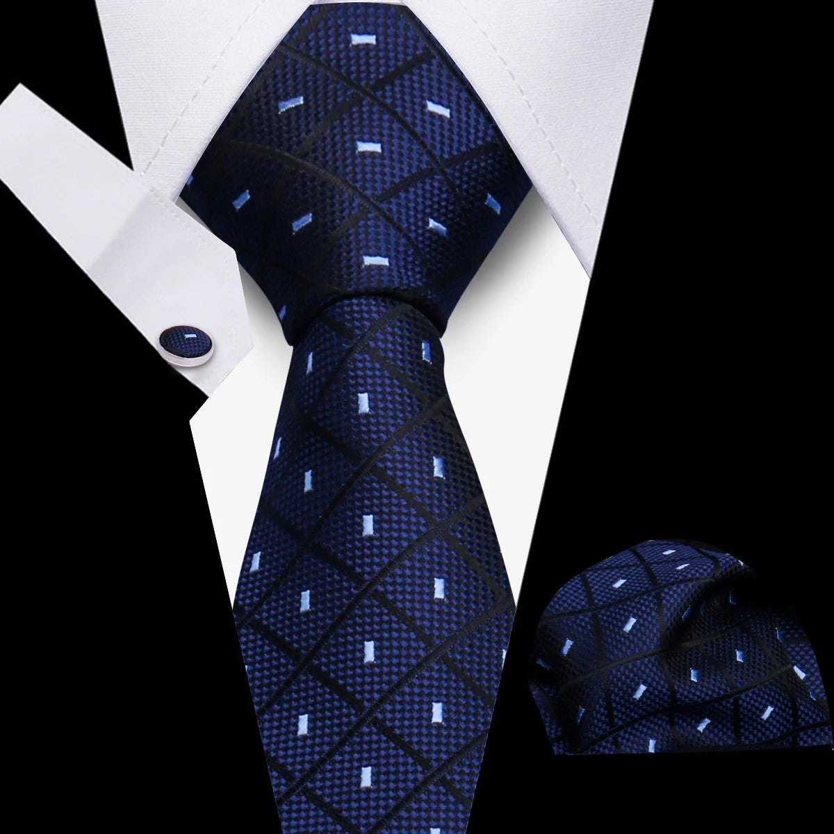 Luxury Necktie Handcraft Cufflinks 3 Pcs Business Wedding Suit Accessories