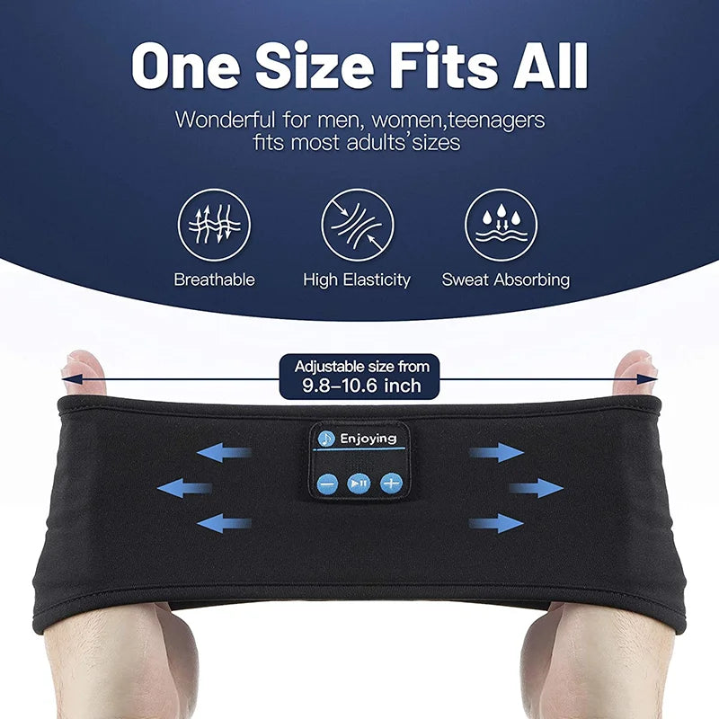Bandeau de sommeil Bluetooth avec écouteurs sans fil intégrés – Masque de sommeil musical élastique 