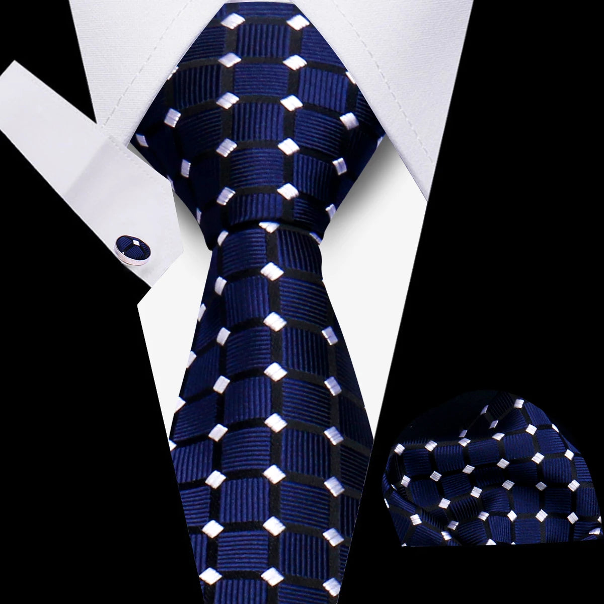 Luxury Necktie Handcraft Cufflinks 3 Pcs Business Wedding Suit Accessories