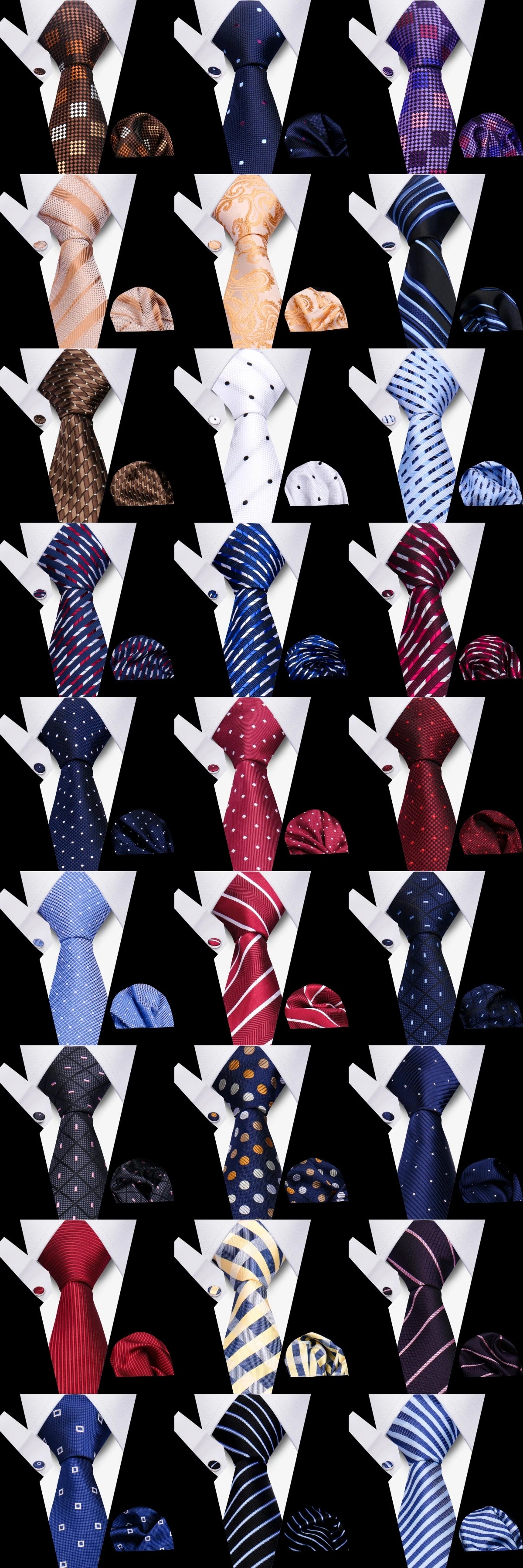 Luxury Necktie Handcraft Cufflinks 3 Pcs Business Wedding Suit Accessories
