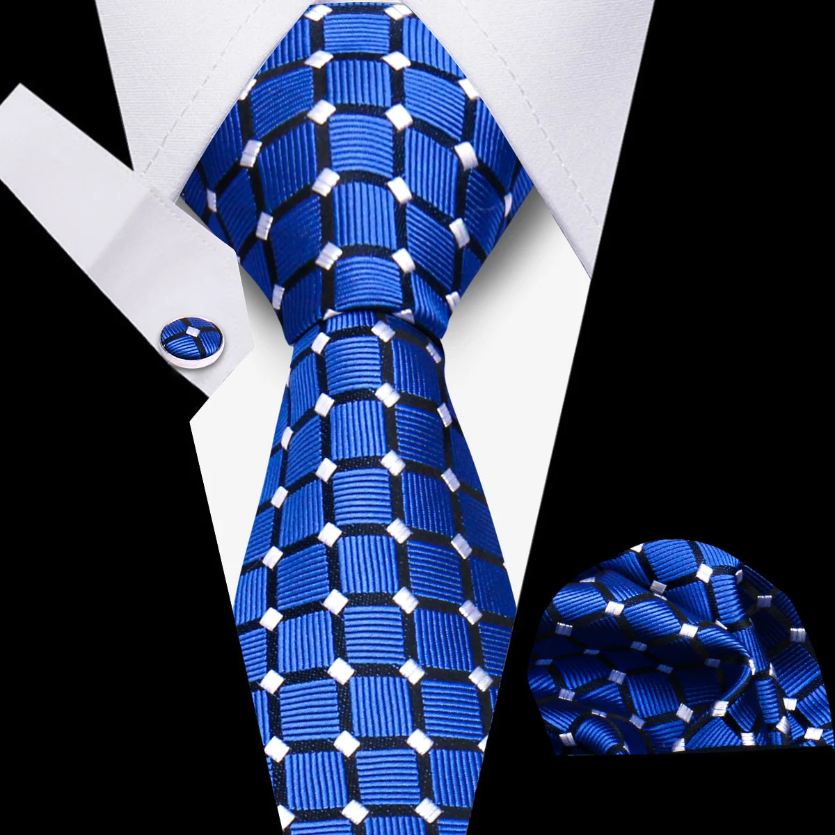 Luxury Necktie Handcraft Cufflinks 3 Pcs Business Wedding Suit Accessories